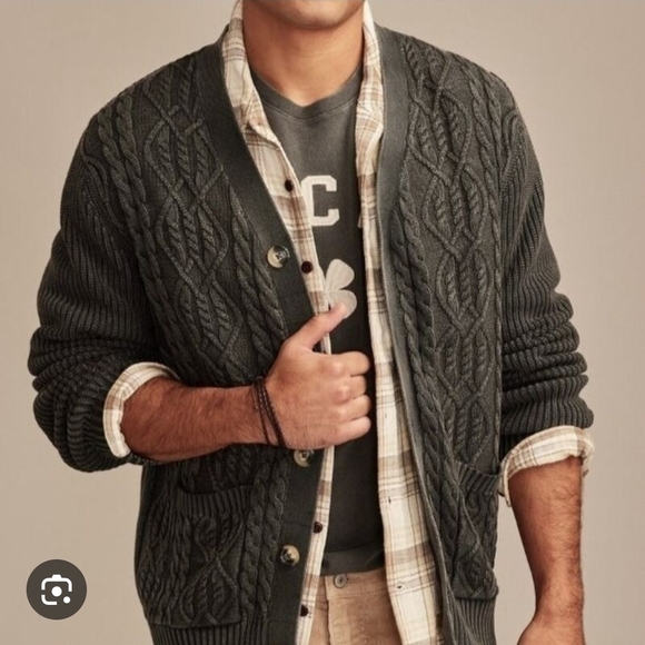 Lucky Brand Other - Lucky Brand Men's Charcoal Cable Knit Cardigan